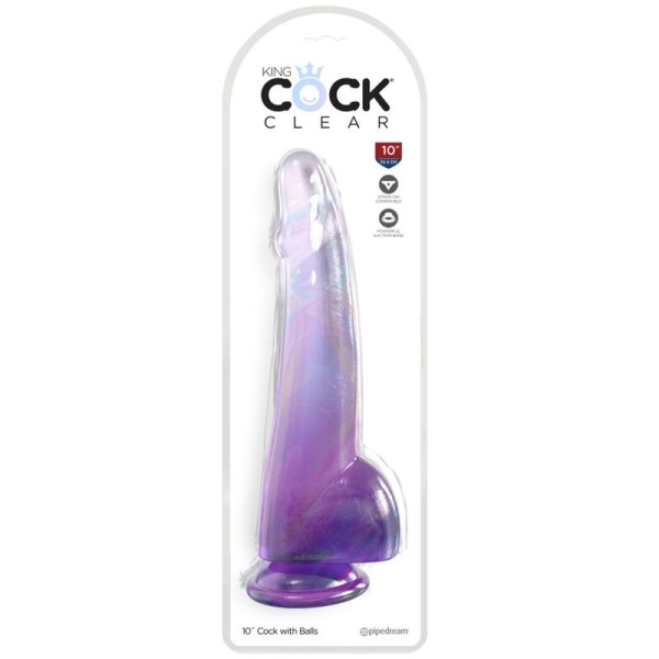 King Cock - Clear Gode Testicules 19 CM Violet