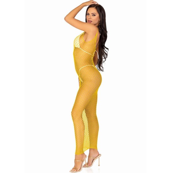 LEG AVENUE - ROBE LONGUE FILET JAUNE TAILLE UNIQUE LEG AVENUE DRESSES