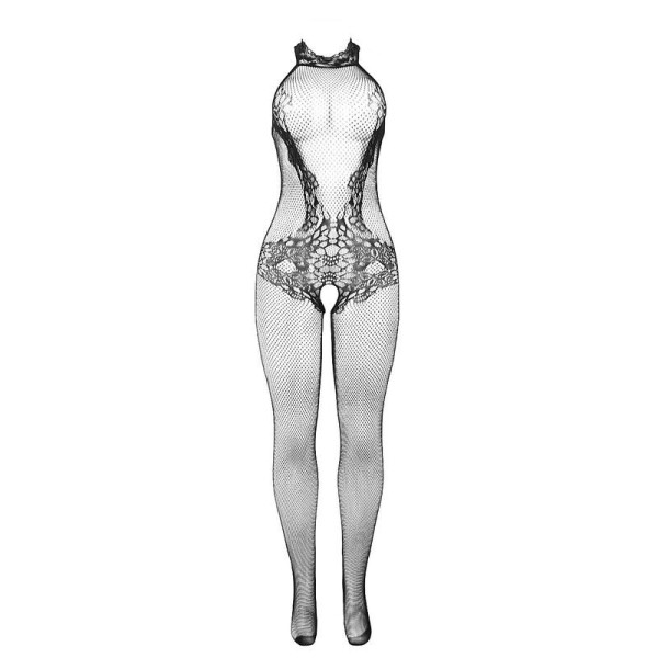 SUBBLIME - 951801 BODYSTOCKING RÉSILLE ET DENTELLE SANS FOURREAU COL MONTANT NOIR TAILLE UNIQUE SUBBLIME BODYSTOCKINGS