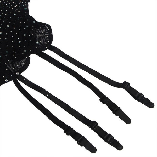 SUBBLIME - 952174 BODYSTOCKING RESILLE AVEC GANTS ET DIAMANTS NOIR TAILLE UNIQUE SUBBLIME BODYSTOCKINGS