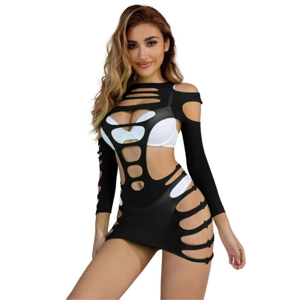 SUBBLIME - 952266 ROBE RÉSILLE ÉLASTIQUE MANCHES LONGUES NOIR TAILLE UNIQUE SUBBLIME DRESSES