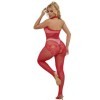 SUBBLIME - 952372 BODYSTOCKING RÉSILLE ET DENTELLE SANS FOURRURE COL MONTANT ROUGE TAILLE UNIQUE SUBBLIME BODYSTOCKINGS
