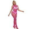 SUBBLIME - 952389 BODYSTOCKING RÉSILLE ET DENTELLE SANS FOURRURE AVEC COL MONTANT ROSE TAILLE UNIQUE SUBBLIME BODYSTOCKINGS