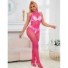 SUBBLIME - 952389 BODYSTOCKING RÉSILLE ET DENTELLE SANS FOURRURE AVEC COL MONTANT ROSE TAILLE UNIQUE SUBBLIME BODYSTOCKINGS
