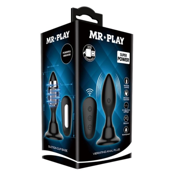 MR Play - Plug Anal Con Vibración Control Remoto Negro