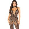 LEG AVENUE - BODYSTOCKING EN MAILLE SANS FOURREAU NOIR TAILLE UNIQUE LEG AVENUE BODYSTOCKINGS