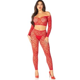 LEG AVENUE - TOP CROP + FONDO ROJO TALLA ÚNICA BODYSTOCKINGS LEG 