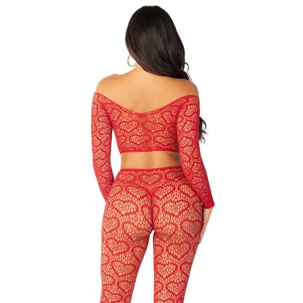 LEG AVENUE - TOP CROP + FONDO ROJO TALLA ÚNICA BODYSTOCKINGS LEG 