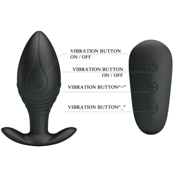 Pretty Love - Vibrador Plug Anal Regina Recargable Negro