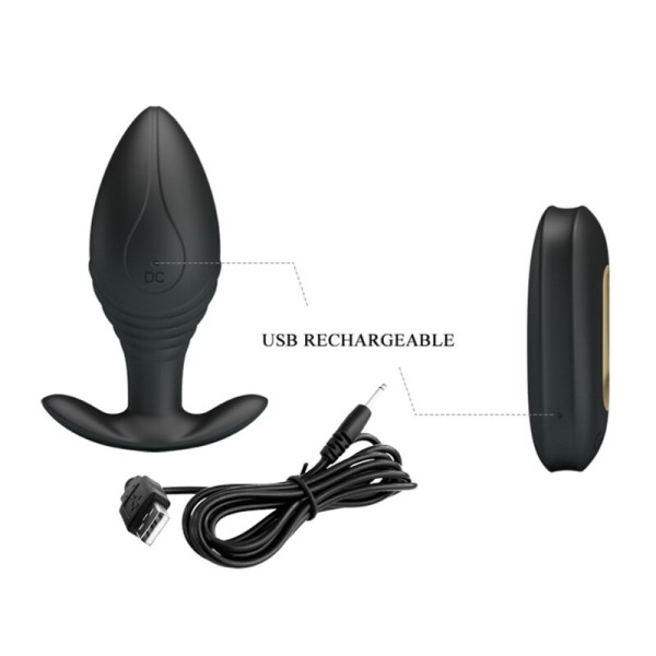 Pretty Love - Vibrador Plug Anal Regina Recargable Negro