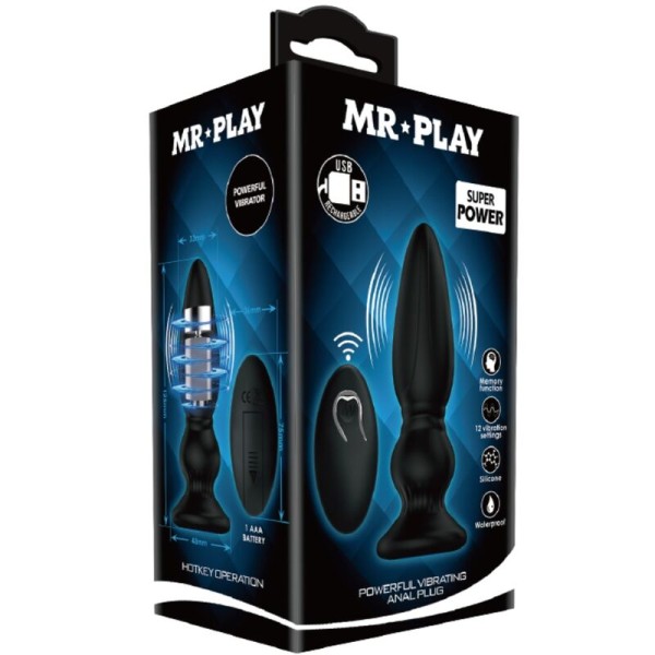 MR Play - Puissant Vibrateur Télécommande Plug Anal Noir