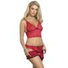 SUBBLIME - 953898 CHEMISIER DE NUIT EN SOIE ET DENTELLE + CULOTTE ROUGE S/M SUBBLIME SETS