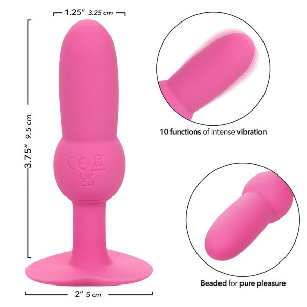 Calexotics - First Time Sonde Anal Plug Perlée 10 Vibrations Rose