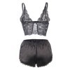 SUBBLIME - 953911 CHEMISIER DE NUIT EN SOIE ET DENTELLE + CULOTTE NOIRE S/M SUBBLIME SETS