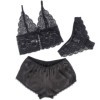 SUBBLIME - 953928 CHEMISIER DE NUIT EN SOIE ET DENTELLE + CULOTTE NOIRE L/XL SUBBLIME SETS
