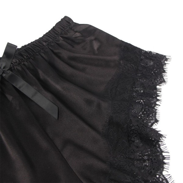 SUBBLIME - 953942 CHEMISE DE NUIT DÉCONTRACTÉE EN SOIE + PANTALON EN DENTELLE NOIR L/XL SUBBLIME SETS