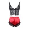 SUBBLIME - 953959 CHEMISE DE NUIT DÉCONTRACTÉE EN SOIE + PANTALON EN DENTELLE NOIR/ROUGE S/M SUBBLIME SETS