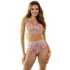 SUBBLIME - 954109 SOUTIEN-GORGE + CULOTTE AVEC PORTE-JARRETELLES MOTIF FLORAL BLEU S/M SUBBLIME SETS