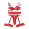 SUBBLIME - 954338 SOUTIEN-GORGE + STRING + PORTE-JARRETELLES IMPRIMÉ COEUR ROUGE L/XL SUBBLIME SETS