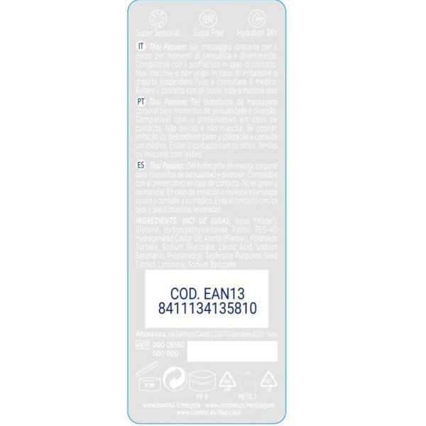 CONTROL - LUBRIFICANTES DE CONTROLE 2 EM 1 MASSAGEM E PRAZER TAILANDÊS PASSION 200 ML