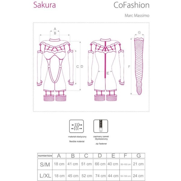 LIVCO CORSETTI FASHION - SAKURA CF 90357 MACACÃO + LUVAS LONGAS + CINTA LIGA PRETO L/XL CONJUNTOS LIVCO CORSETTI