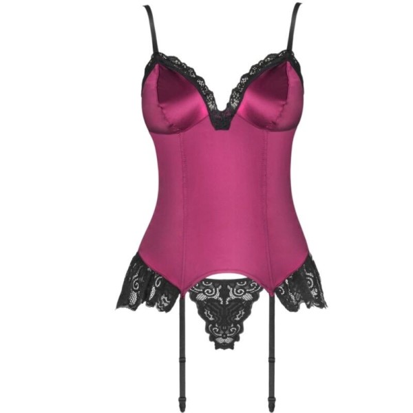 LIVCO CORSETTI FASHION - AGRAFENA CF 90436 CORSET + TANGA BORDEAUX S/M LIVCO CORSETTI CONJUNTOS