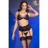 CHILIROSE - CR 4728 ENSEMBLE SOUTIEN-GORGE + STRING + BAS NOIR M CHILIROSE SETS