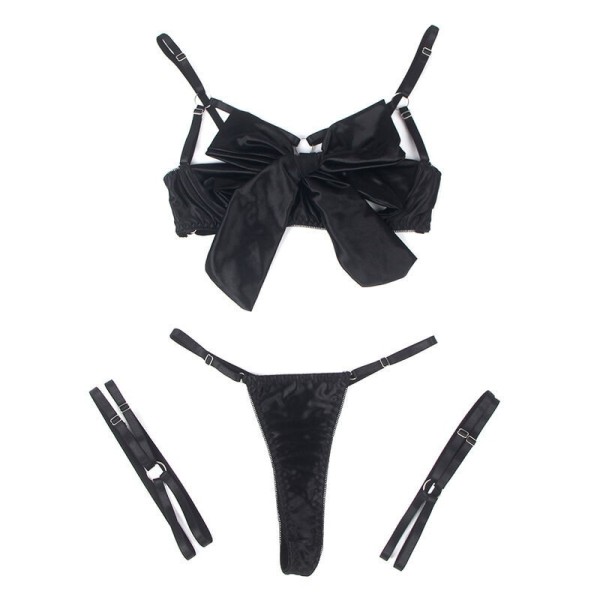 SUBBLIME - 955205 ENSEMBLE SOUTIEN-GORGE AVEC NŒUD NOIR RÉGLABLE L/XL SUBBLIME SETS
