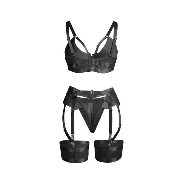SUBBLIME - 955243 ENSEMBLE SOUTIEN-GORGE BONDAGE NOIR AVEC JARRETELLE L/XL SUBBLIME SETS