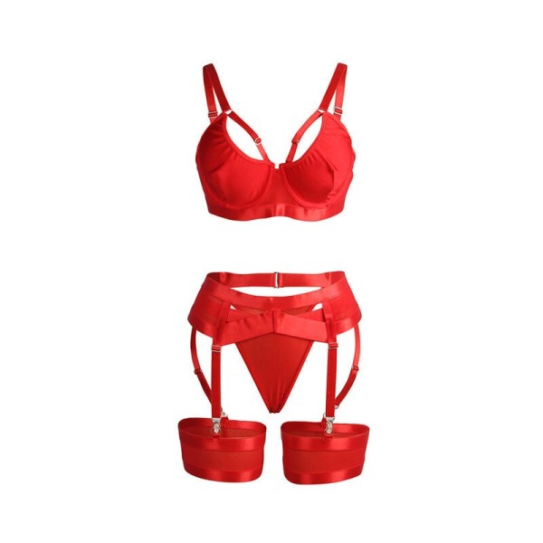 SUBBLIME - 955267 ENSEMBLE SOUTIEN-GORGE BONDAGE ROUGE AVEC JARRETELLE L/XL SUBBLIME SETS