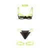 SUBBLIME - 955274 ENSEMBLE SOUTIEN-GORGE AVEC COLLIER ET DÉTAILS DE JAMBES VERT FLUORESCENT S/M SUBBLIME SETS