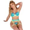 SUBBLIME - 955311 ENSEMBLE SOUTIEN-GORGE AVEC LIGNES DENTELLE ET JARRETELLE VERT ET BLEU S/M SUBBLIME SETS
