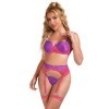 SUBBLIME - 955366 ENSEMBLE SOUTIEN-GORGE AVEC LIGNES DE DENTELLE ET JARRETELLES ROSE ET VIOLET L/XL SUBBLIME SETS