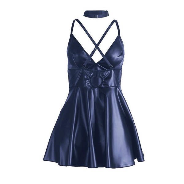 SUBBLIME - 955410 ROBE À BRETELLES EN CUIR BLEU S/M SUBBLIME DRESSES