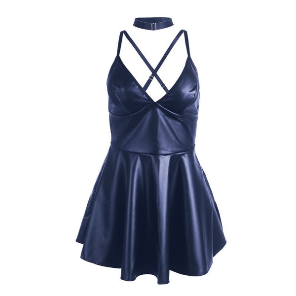SUBBLIME - 955427 ROBE À BRETELLES EN CUIR BLEU L/XL SUBBLIME DRESSES