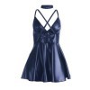 SUBBLIME - 955427 ROBE À BRETELLES EN CUIR BLEU L/XL SUBBLIME DRESSES