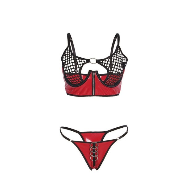 SUBBLIME - 955533 CONJUNTO SUJETADOR CREMALLERA CHAROL ROJO S/M C