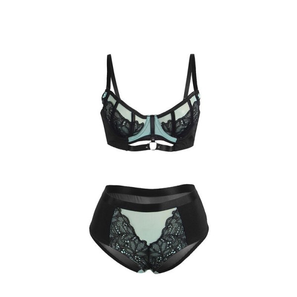 SUBBLIME - 955564 CONJUNTO DE BRA COM ZIP DE COURO VERDE L/XL CONJUNTOS SUBBLIME