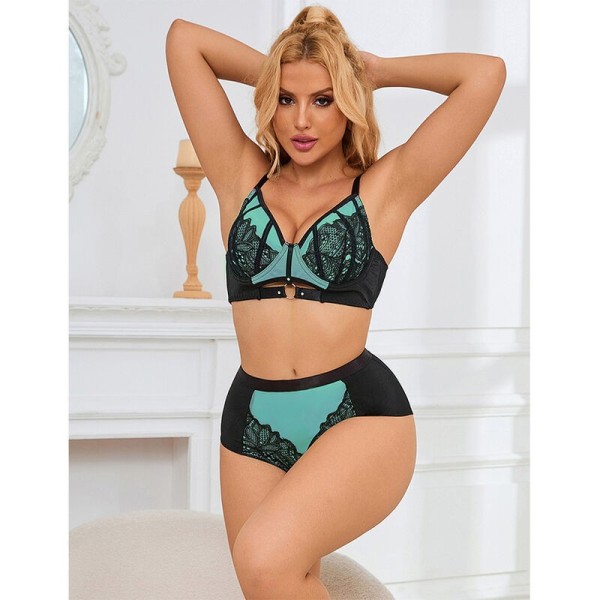 SUBBLIME - 955564 CONJUNTO DE BRA COM ZIP DE COURO VERDE L/XL CONJUNTOS SUBBLIME
