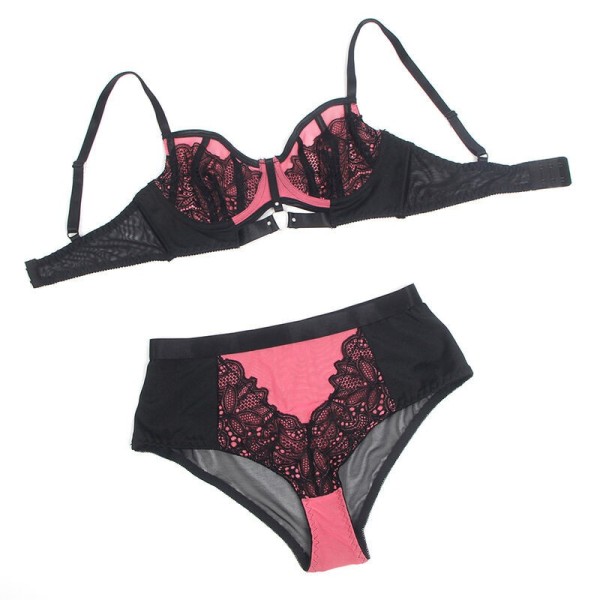 SUBBLIME - 955571 ENSEMBLE SOUTIEN-GORGE EN CUIR VERNI ROSE AVEC FERMETURE ÉCLAIR S/M SUBBLIME SETS