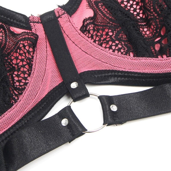 SUBBLIME - 955571 CONJUNTO DE SUTIÃ COURO ROSA COM ZÍPER S/M CONJUNTOS SUBBLIME