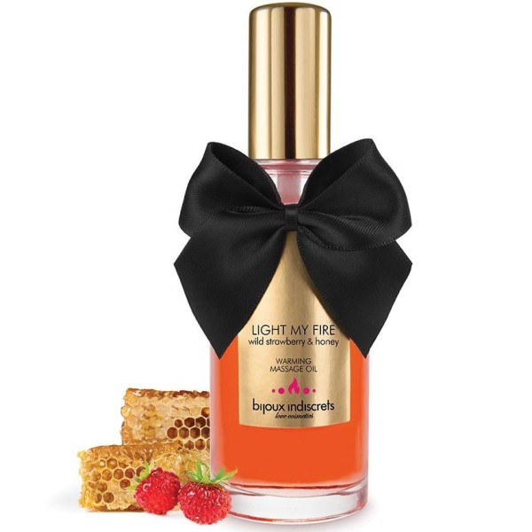 BIJOUX - HUILE DE MASSAGE EFFET CHALEUR ARÔME FRAISE BIJOUX LOVE COSMETIQUES