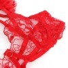 SUBBLIME - 957506 ENSEMBLE SOUTIEN-GORGE ET JARRETELLE EN DENTELLE ROUGE S/M SUBBLIME SETS
