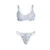 SUBBLIME - 957629 ENSEMBLE SOUTIEN-GORGE ET CULOTTE BRODÉS DE FLEURS BLEU CIEL S/M SUBBLIME SETS