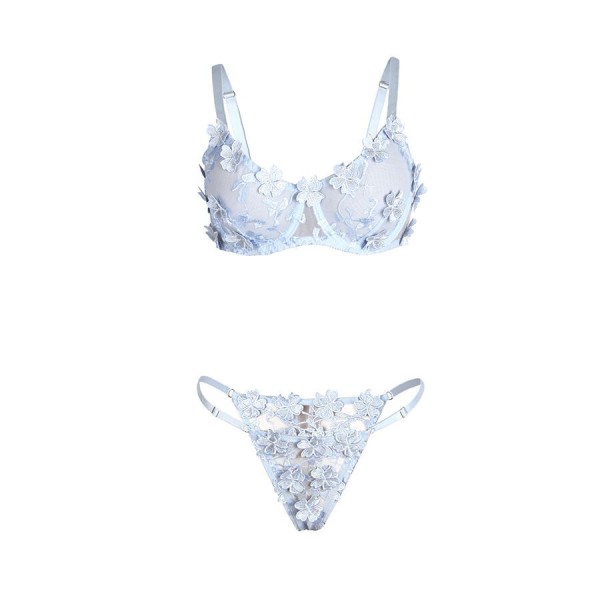 SUBBLIME - 957636 ENSEMBLE SOUTIEN-GORGE ET CULOTTE BRODÉS DE FLEURS BLEU CIEL L/XL SUBBLIME SETS