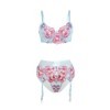 SUBBLIME - 957643 ENSEMBLE SOUTIEN-GORGE ET PORTE-JARRETELLES BRODÉ FLEURS ROSE S/M SUBBLIME SETS