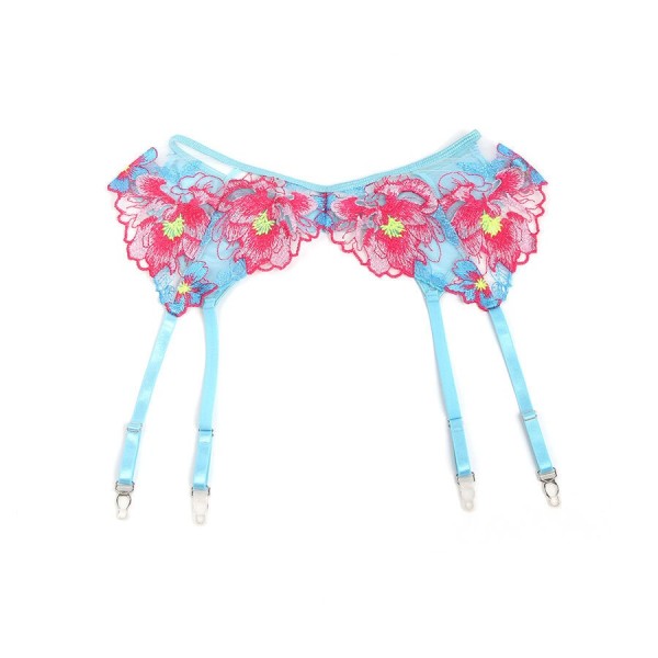 SUBBLIME - 957643 ENSEMBLE SOUTIEN-GORGE ET PORTE-JARRETELLES BRODÉ FLEURS ROSE S/M SUBBLIME SETS