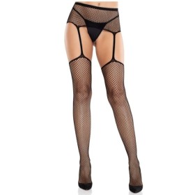 LEG AVENUE - BAS EN DENTELLE AVEC CROIX ET PORTE-JARRETELLES NOIR LEG AVENUE HOSIERY
