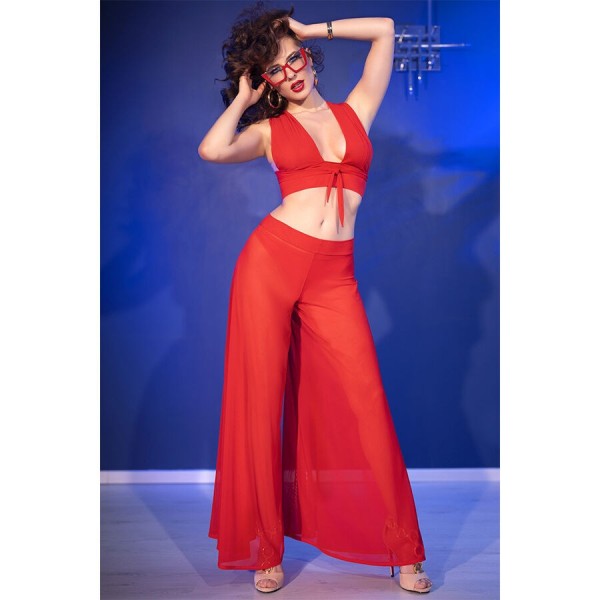 CHILIROSE - CR 4857 ENSEMBLE HAUT ET PANTALON ROUGE TAILLE XL CHILIROSE SETS