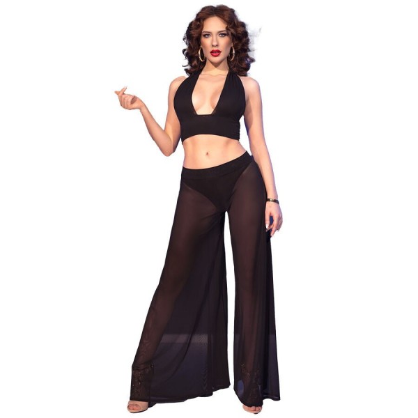 CHILIROSE - CR 4857 ENSEMBLE HAUT ET PANTALON NOIR TAILLE S CHILIROSE SETS
